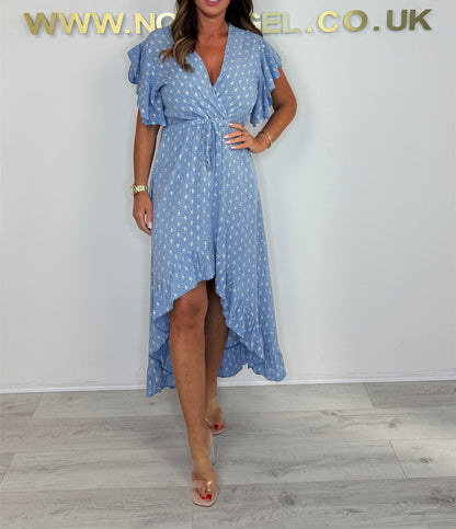 Robe à volants wrap asymétrique pour femme Chic und Stil