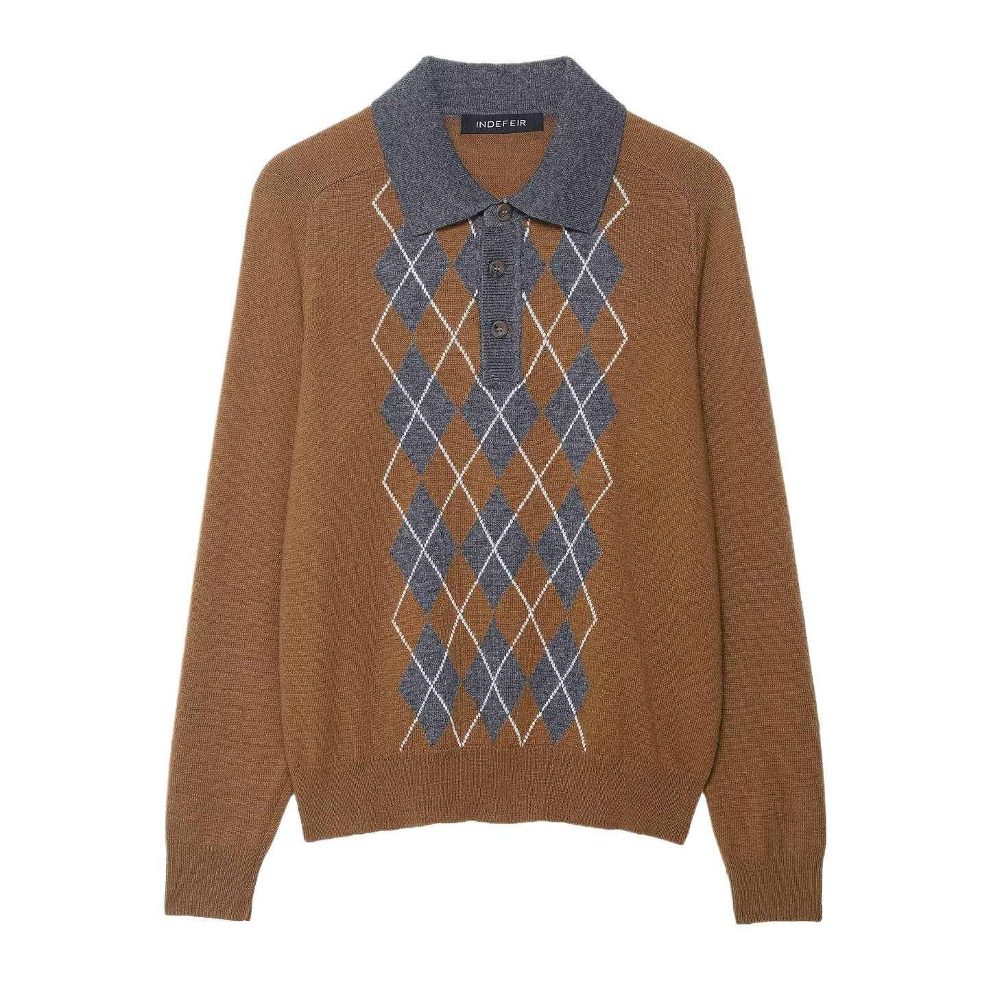 Pull femme avec un motif losange moderne et col polo Chic und Stil
