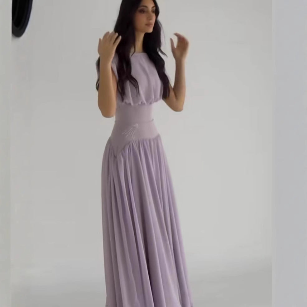 Robe maxi pour dames avec un élégant froncé et des accents féminins Chic und Stil