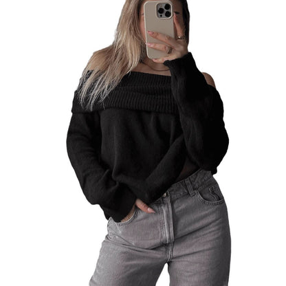 Pull-over décontracté pour femmes à épaules dénudées avec structure côtelée Chic und Stil