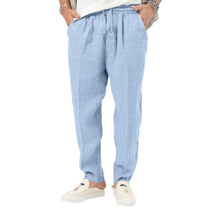 Light linen pants for men with elastic waist and practical pockets Chic and Style