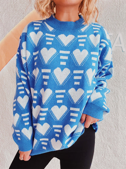 Pull en tricot pour femmes au design moderne en forme de cœur avec une coupe ample Chic und Stil
