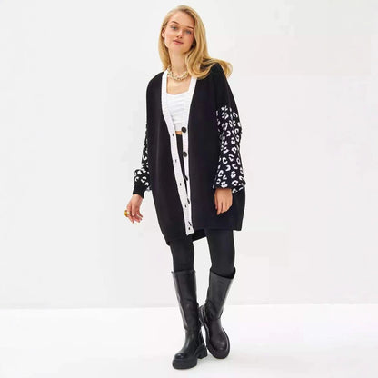 Cardigan pour femmes à motifs léopard et boutons Chic und Stil