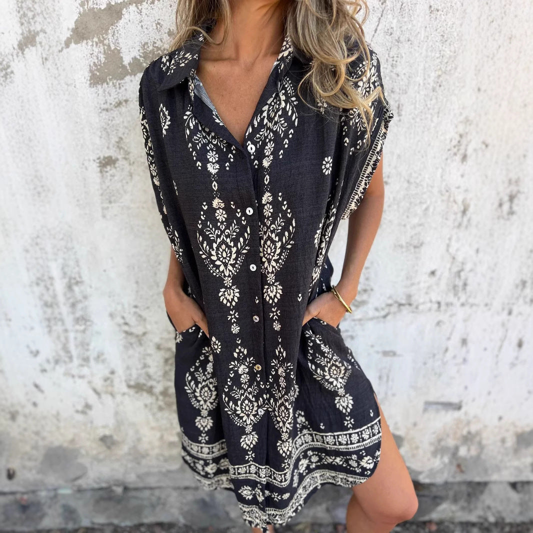 Robe chemise féminine à motif fin Chic und Stil