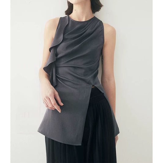 Top à volants asymétrique pour femme Chic und Stil