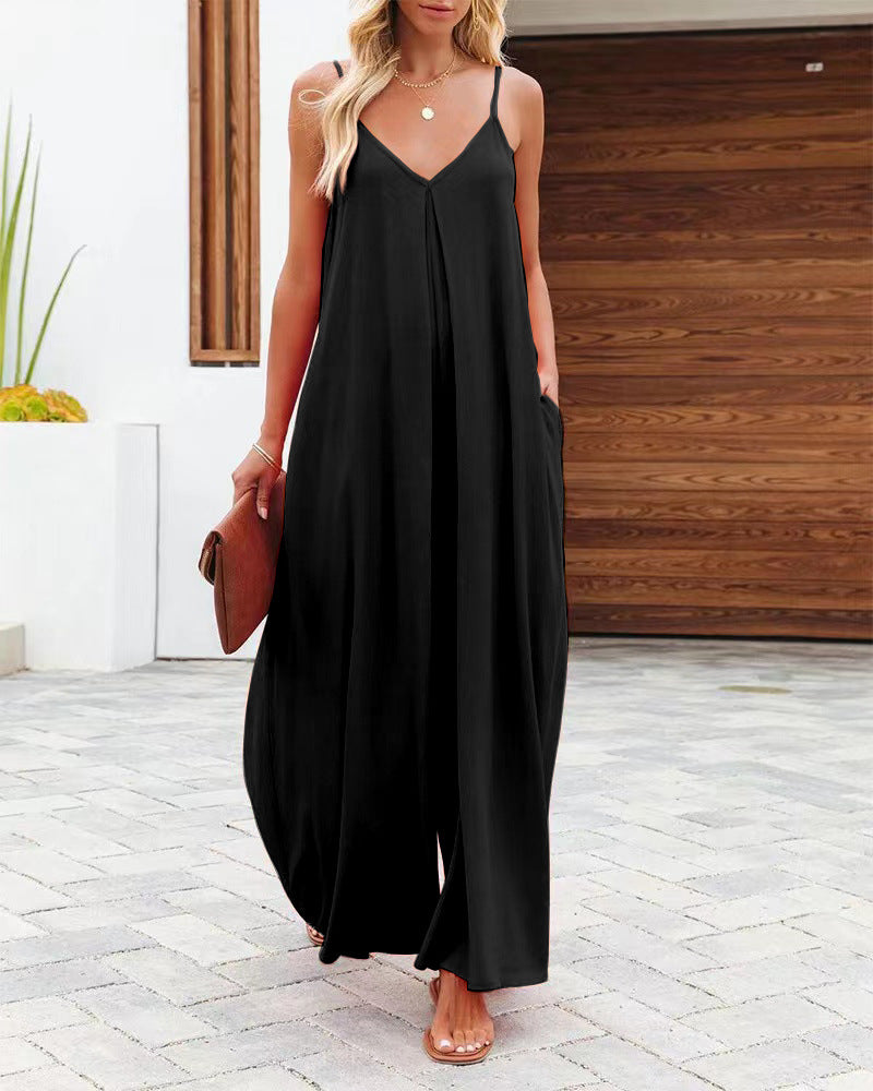 Robe maxi femme avec bretelles réglables et poches latérales Chic und Stil