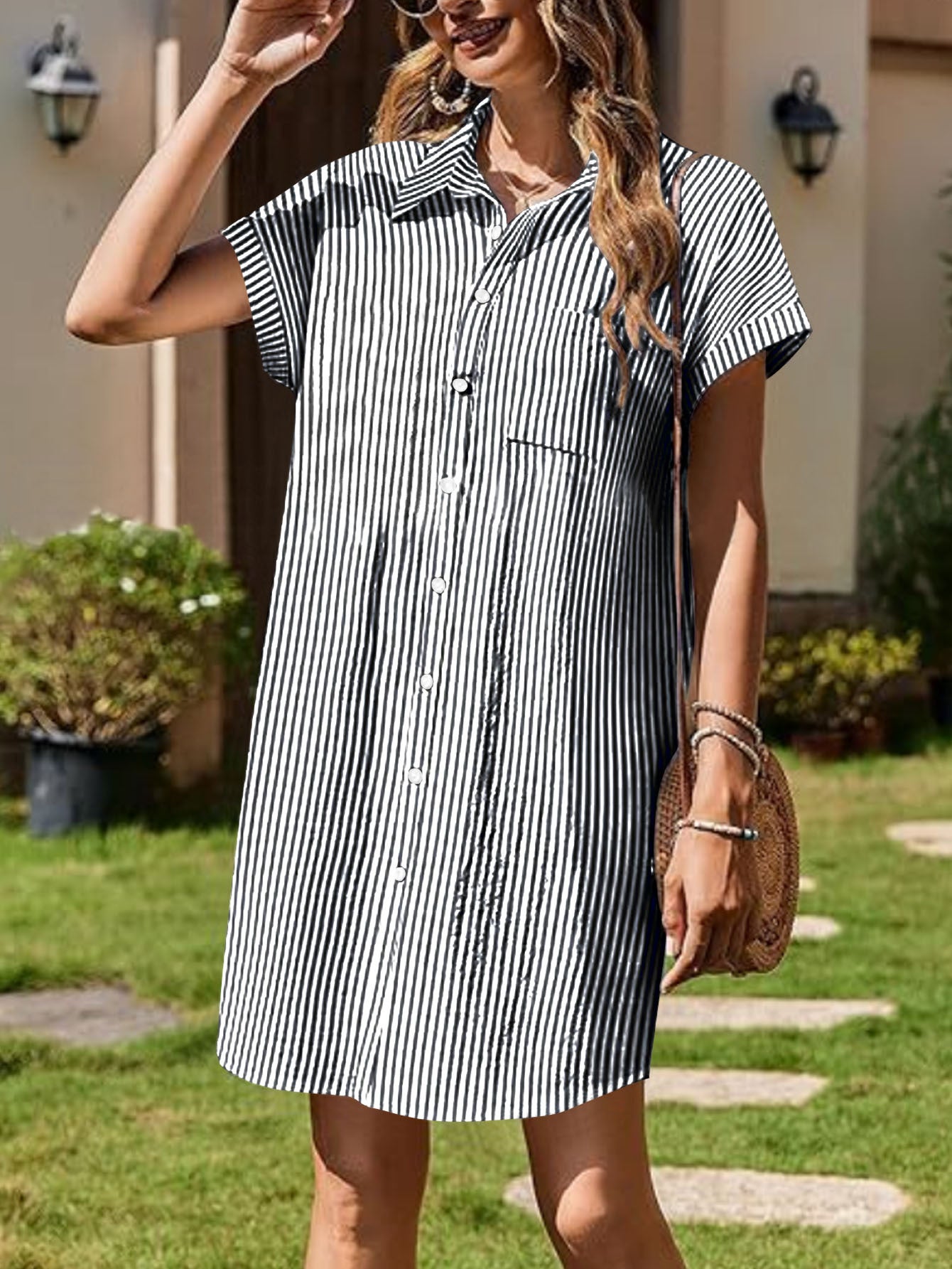 Robe chemise décontractée à boutons pour dames Chic und Stil