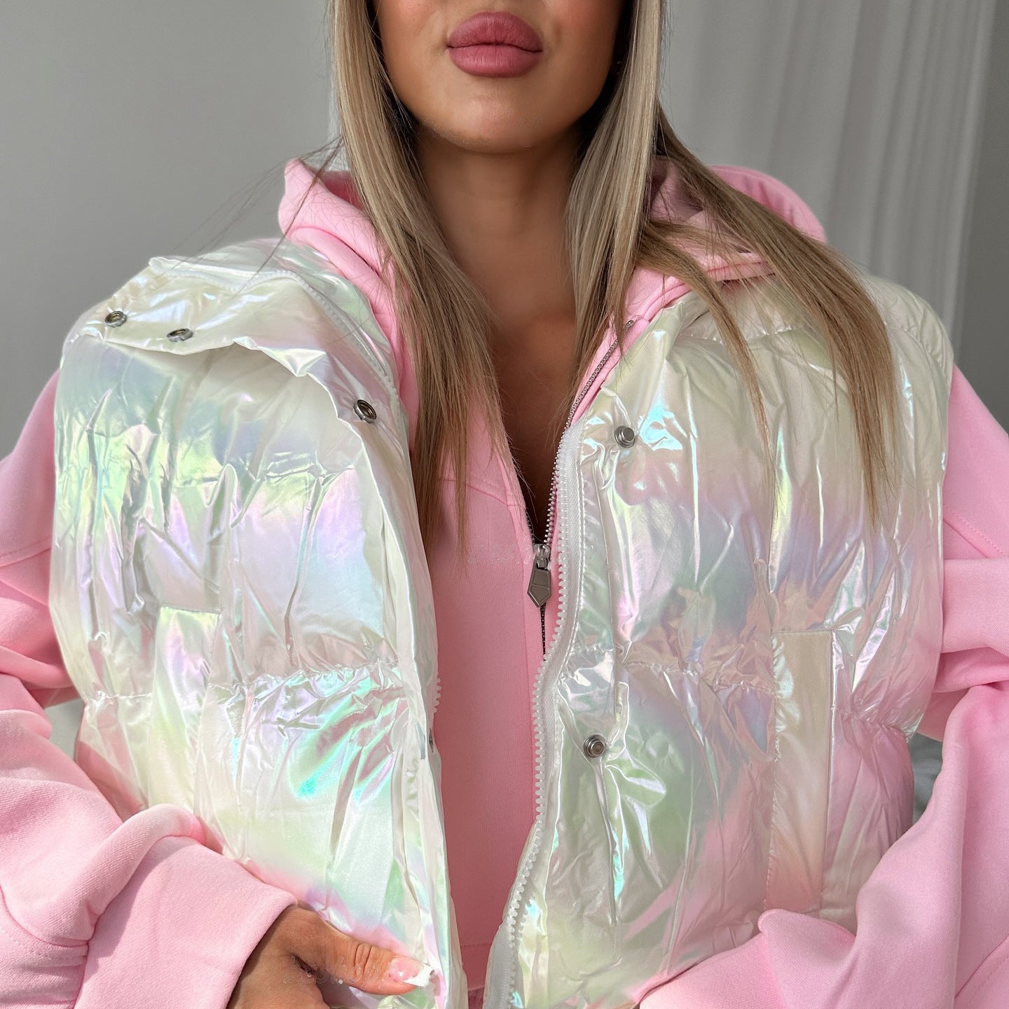 Dames Gilet Métallique Léger de Style Sportif Chic und Stil
