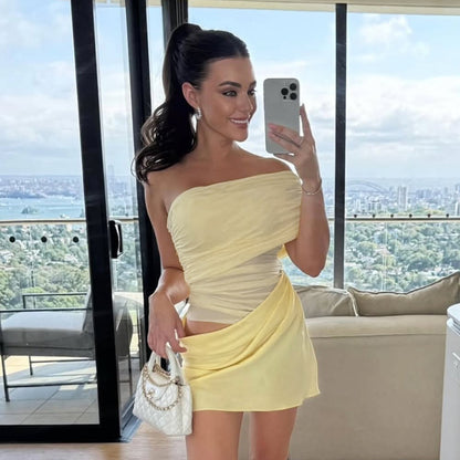Robe moulante à épaules dénudées avec drapé pour femmes Chic und Stil