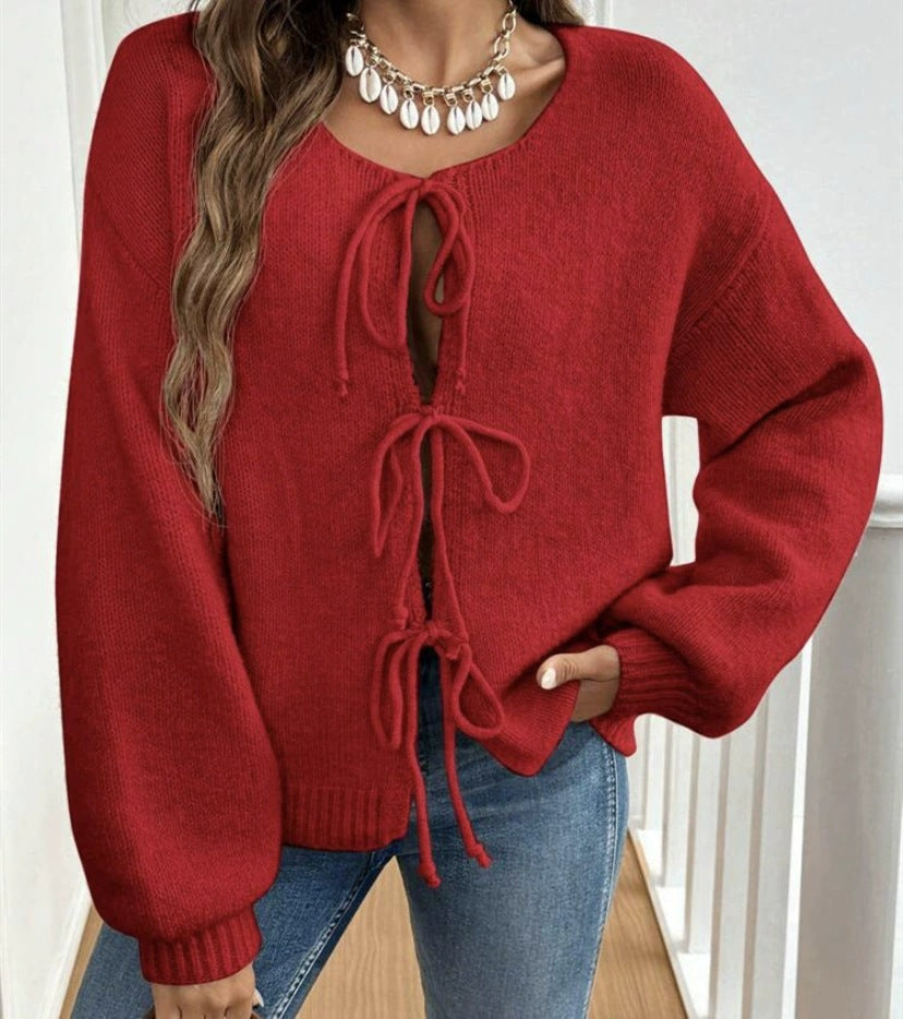 Pull femme avec cordon de serrage et manches décalées Chic und Stil