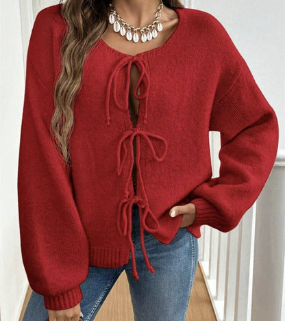 Pull femme avec cordon de serrage et manches décalées Chic und Stil
