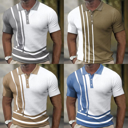 Hommes Polo Performance Texturé à Manches Courtes Chic und Stil