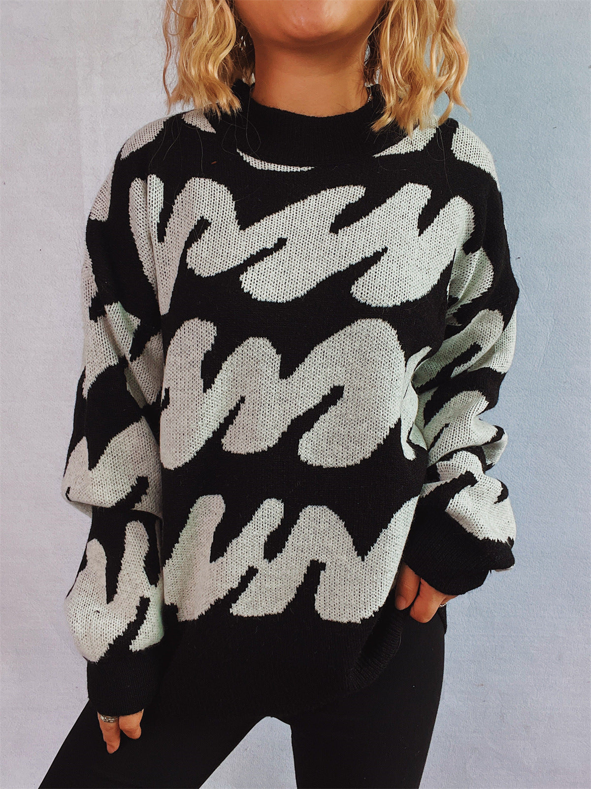Pull décontracté pour femmes avec un design moderne de blocs de couleurs et des manches volumineuses Chic und Stil
