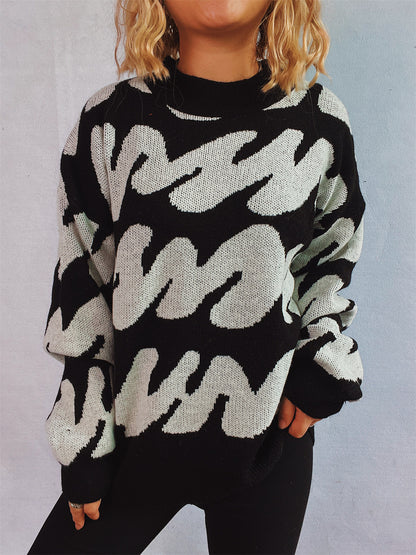 Pull décontracté pour femmes avec un design moderne de blocs de couleurs et des manches volumineuses Chic und Stil