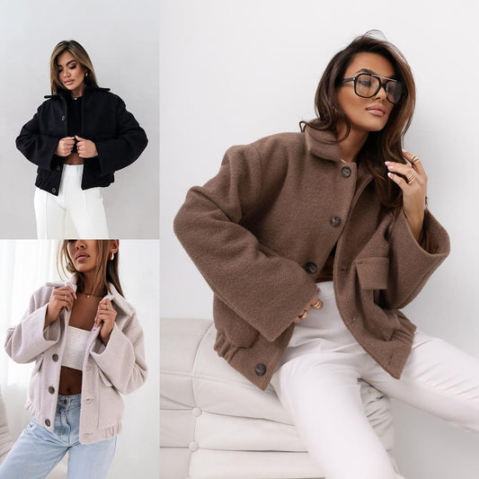 Women Casual Overshirt Jacket with Practical Pockets and Button Closure Chic und Stil