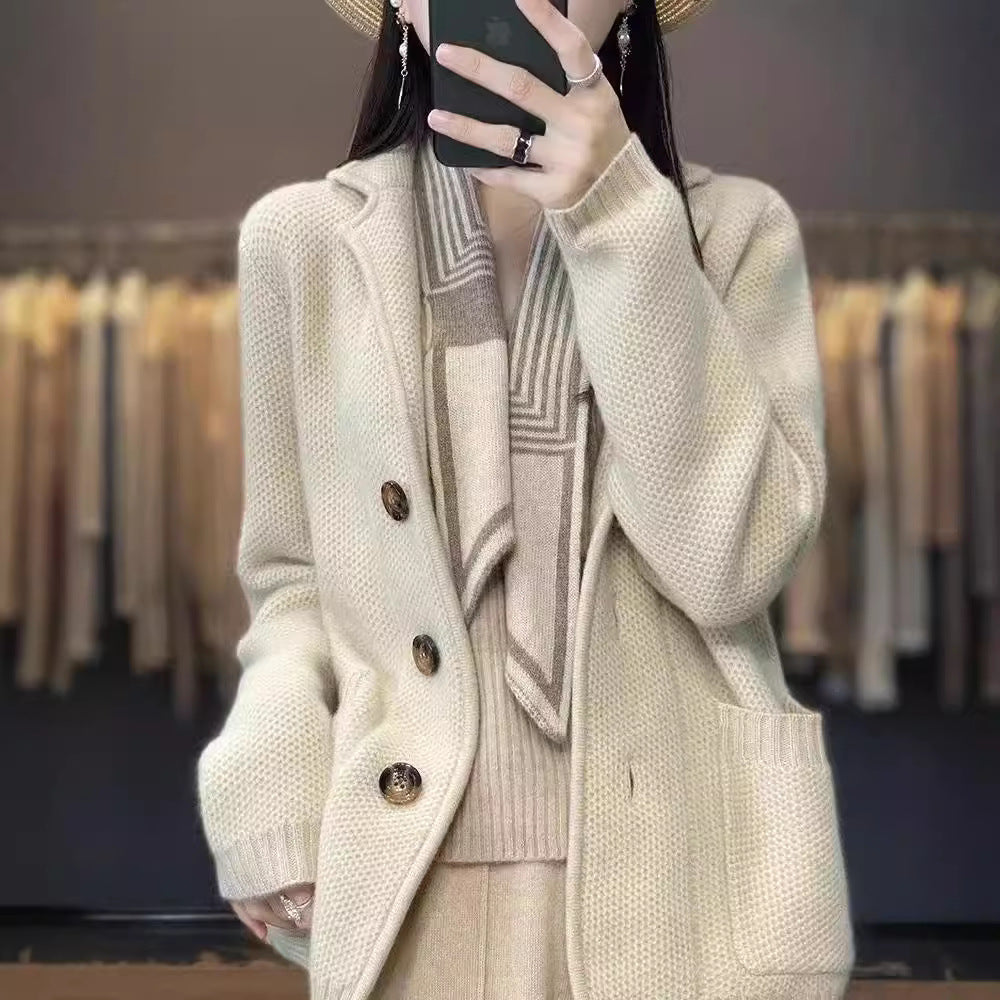 Dames gilet en tricot douillet avec grandes poches et fermeture à boutons élégante Chic und Stil