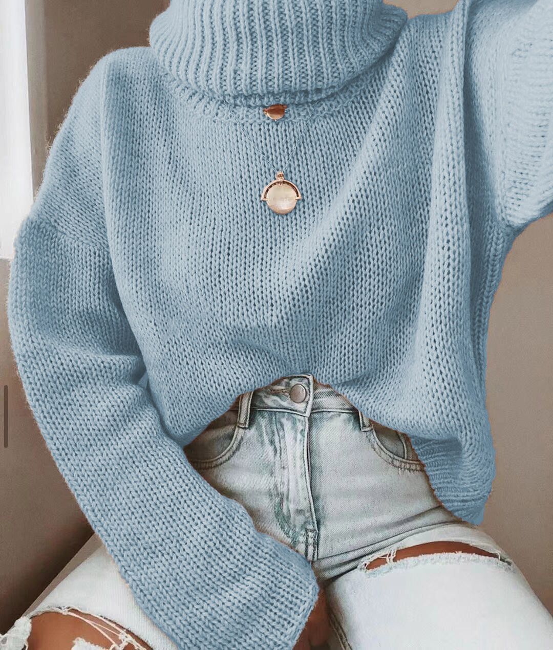 Pull en tricot pour femmes avec col montant et coupe décontractée Chic und Stil