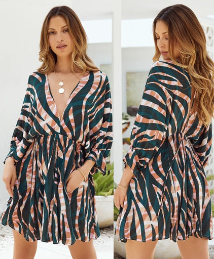 Women's Mini Dress Abstract Print Flowy Chic and Style