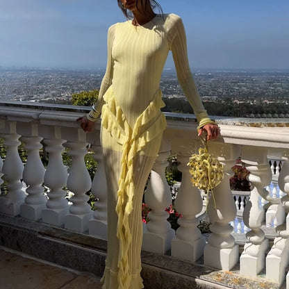 Robe maxi femme avec des détails de volants raffinés et une coupe élégante Chic und Stil