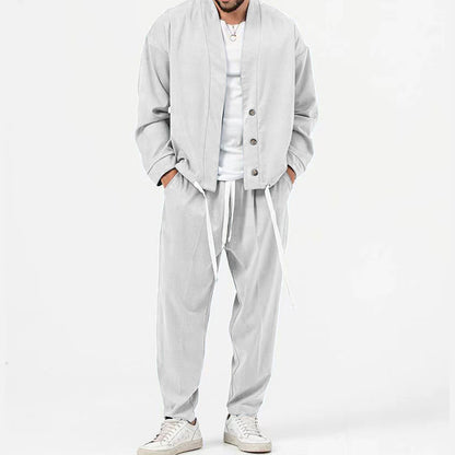 Men's stylish lightweight shirt jacket and casual pants Chic and Style
