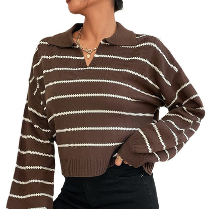 Pull femme à col montant et motif rayé chic Chic und Stil