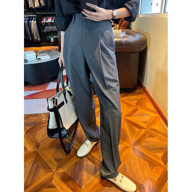 Oversized button-up blouse set for women and high-waisted pants Chic und Stil