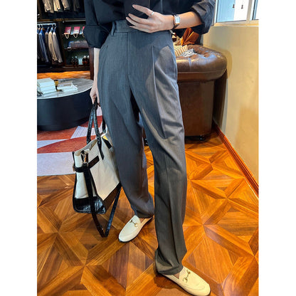 Oversized button-up blouse set for women and high-waisted pants Chic und Stil