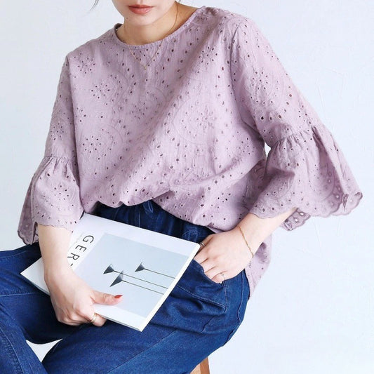 Blouse brodée à trou pour les femmes Chic und Stil