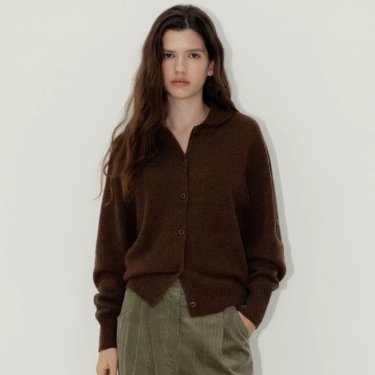 Dames Cozy Gilet en tricot avec col élégant et détails de boutons Chic und Stil