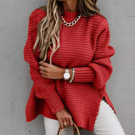 Pull en tricot épais pour femmes avec coupe décontractée et col montant Chic und Stil