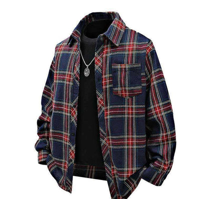 Chemise en flanelle pour hommes avec design à carreaux et poche poitrine appliquée Chic und Stil