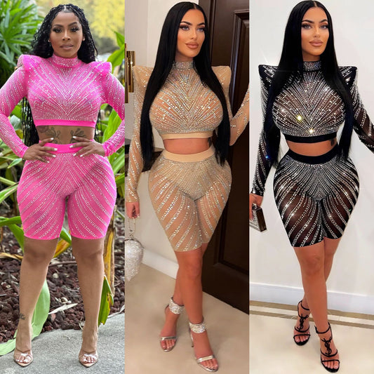 Femmes Robe de fête à paillettes deux pièces Chic und Stil