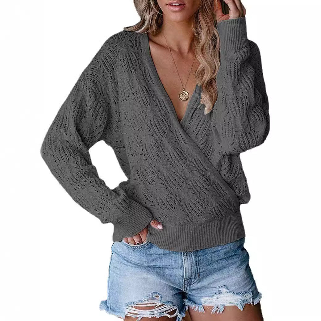 Pull et cardigan pour femmes grandes tailles avec décolleté en V et poignets côtelés Chic und Stil