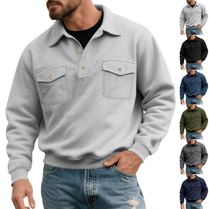 Comfortable fleece pullover for men with practical chest pockets Chic and Style