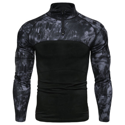 Functional T-shirt for men with high collar and innovative camouflage design Chic and Style