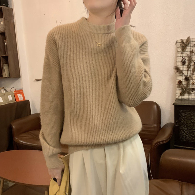 Dames Pull en fine maille élégant avec col haut et coupe décontractée Chic und Stil