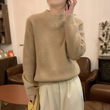 Dames Pull en fine maille élégant avec col haut et coupe décontractée Chic und Stil