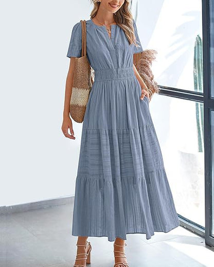 Robe maxi pour dames en tissu léger rayé Chic und Stil