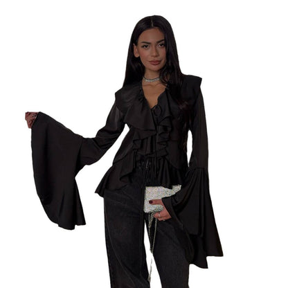 Blouse femme avec des détails volumineux en dentelle et des manches larges Chic und Stil