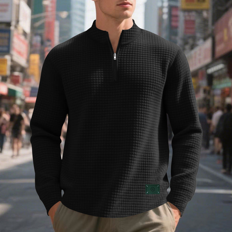 Pull sportif pour hommes avec fermeture éclair et structure Chic und Stil