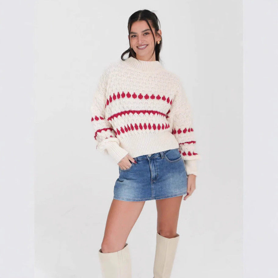 Pull en tricot pour femmes avec un motif de tresse moderne et des manches volumineuses Chic und Stil