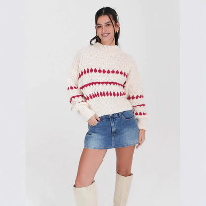Pull en tricot pour femmes avec un motif de tresse moderne et des manches volumineuses Chic und Stil