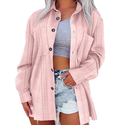 Blouse longue tendance pour femmes avec design texturé et poches pratiques Chic und Stil