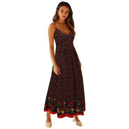 Robe maxi femme avec des motifs floraux et des bretelles spaghetti réglables Chic und Stil