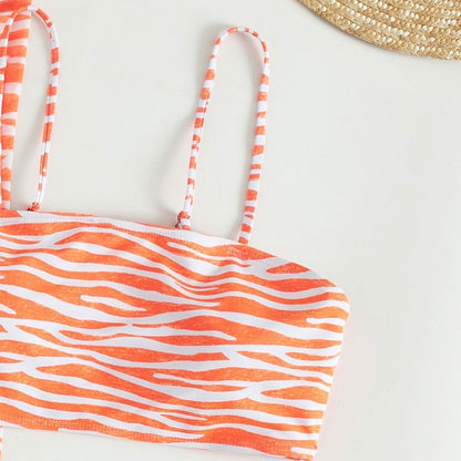 Chic und Stil Zebra Print Two-Piece Swimsuit Set for Women