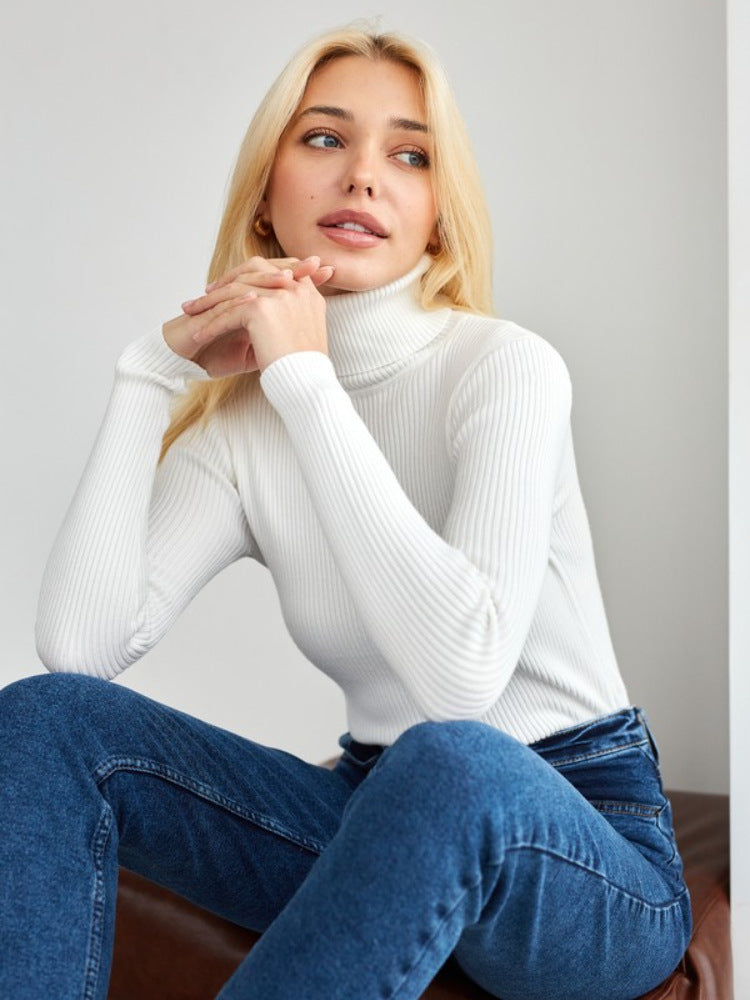Pull-over à col roulé pour dames avec un design côtelé et une coupe décontractée Chic und Stil