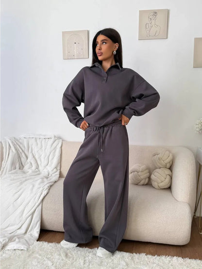 Dames Pull sportif avec pantalons larges Chic und Stil