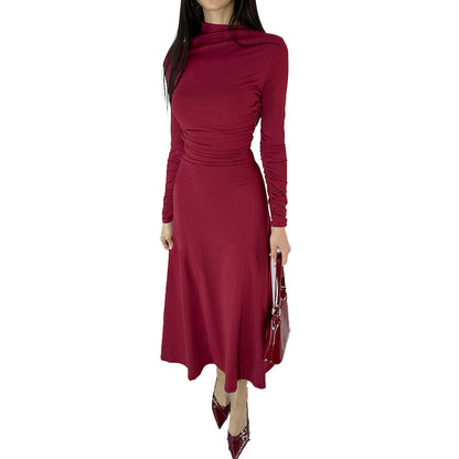 Robe maxi élégante à manches longues pour femmes avec haut froncé Chic und Stil