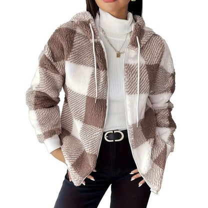 Dames douce veste en polaire à motif carrelé Chic und Stil