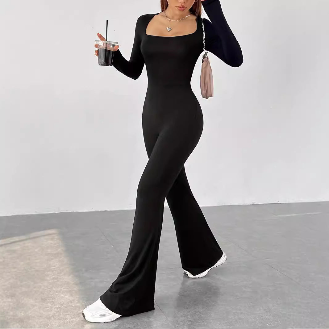 Dames élégante et ajustée combinaison avec jambes larges et manches longues Chic und Stil